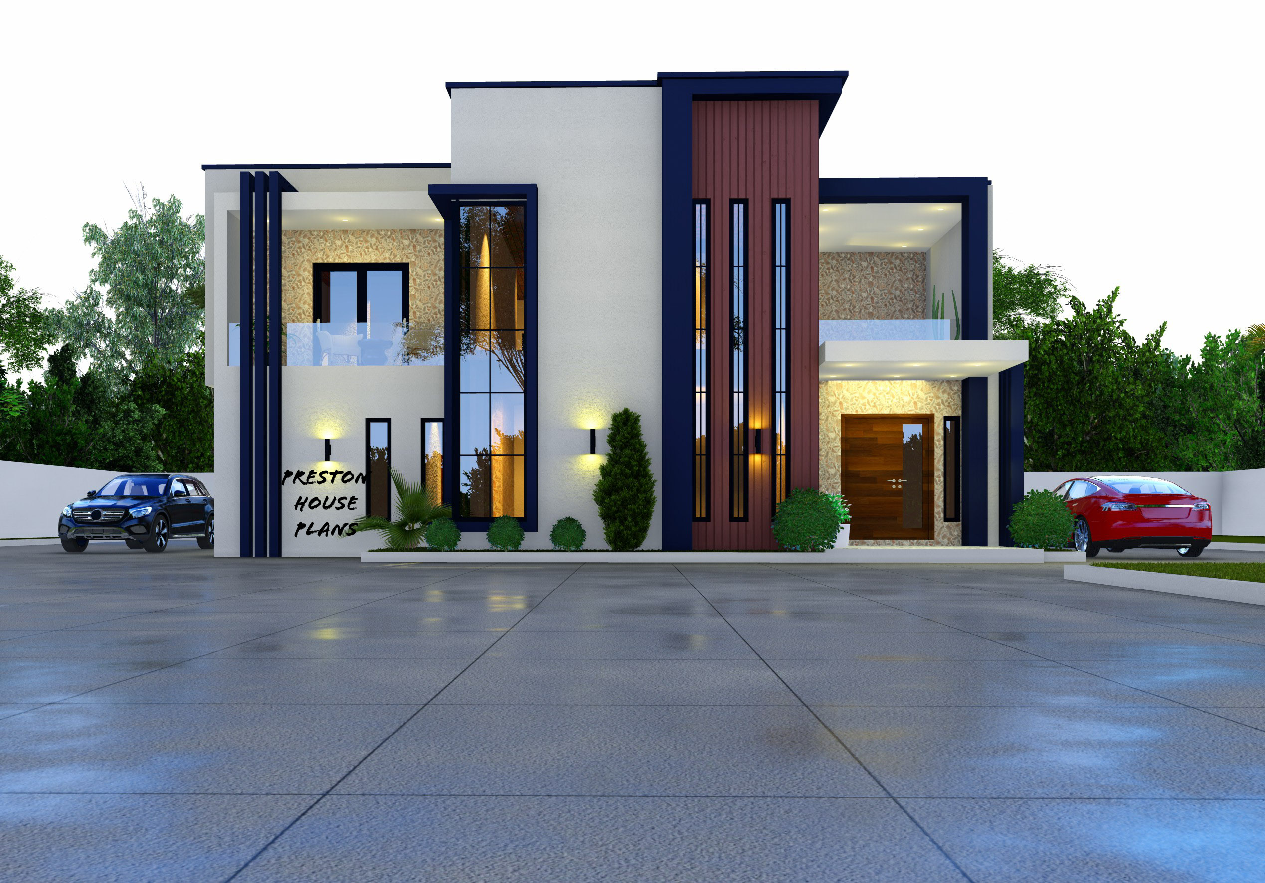 Contemporary 4 bedroom Duplex design - Preston House Plans