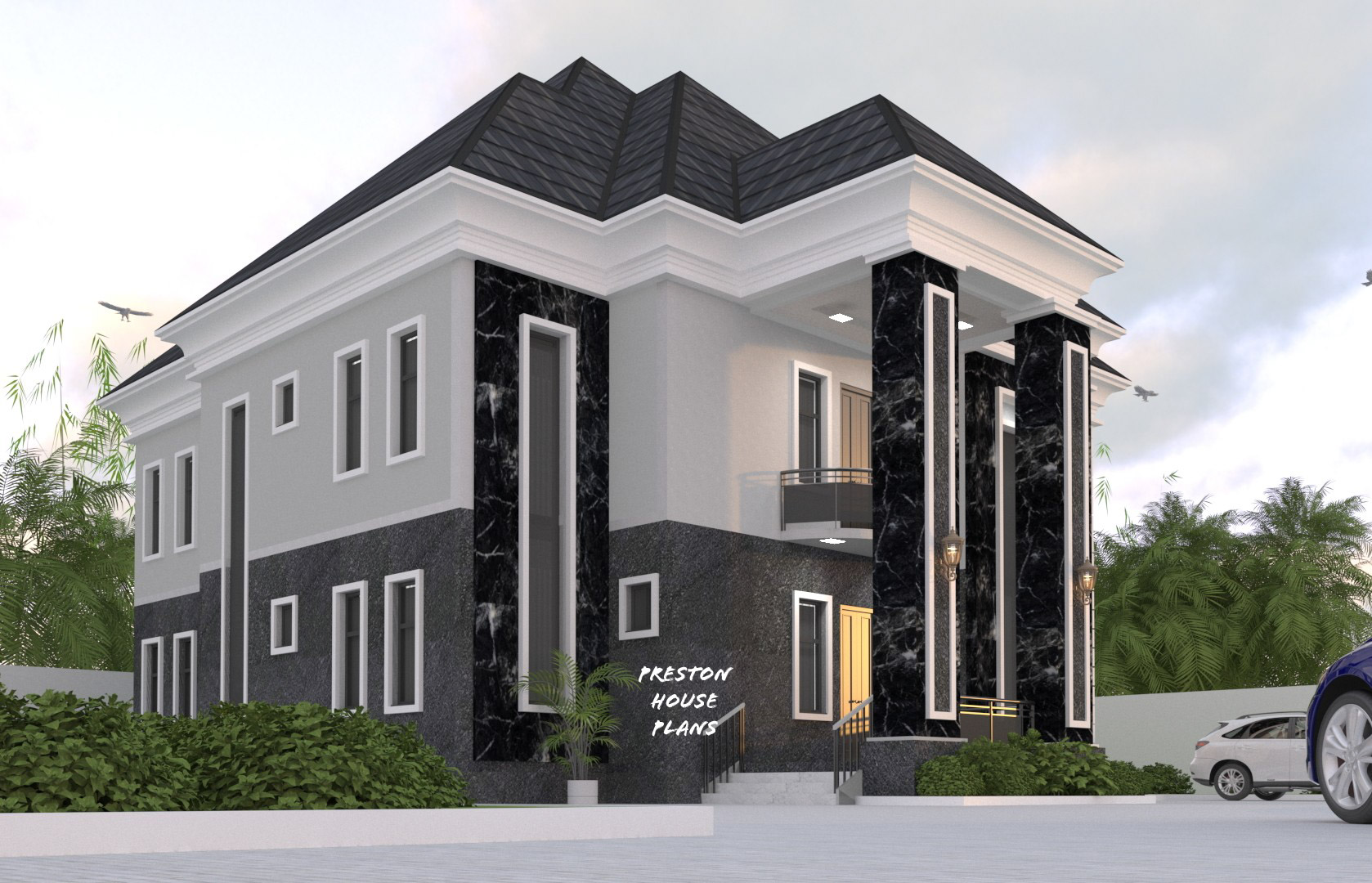 Black Tiled Duplex Design
