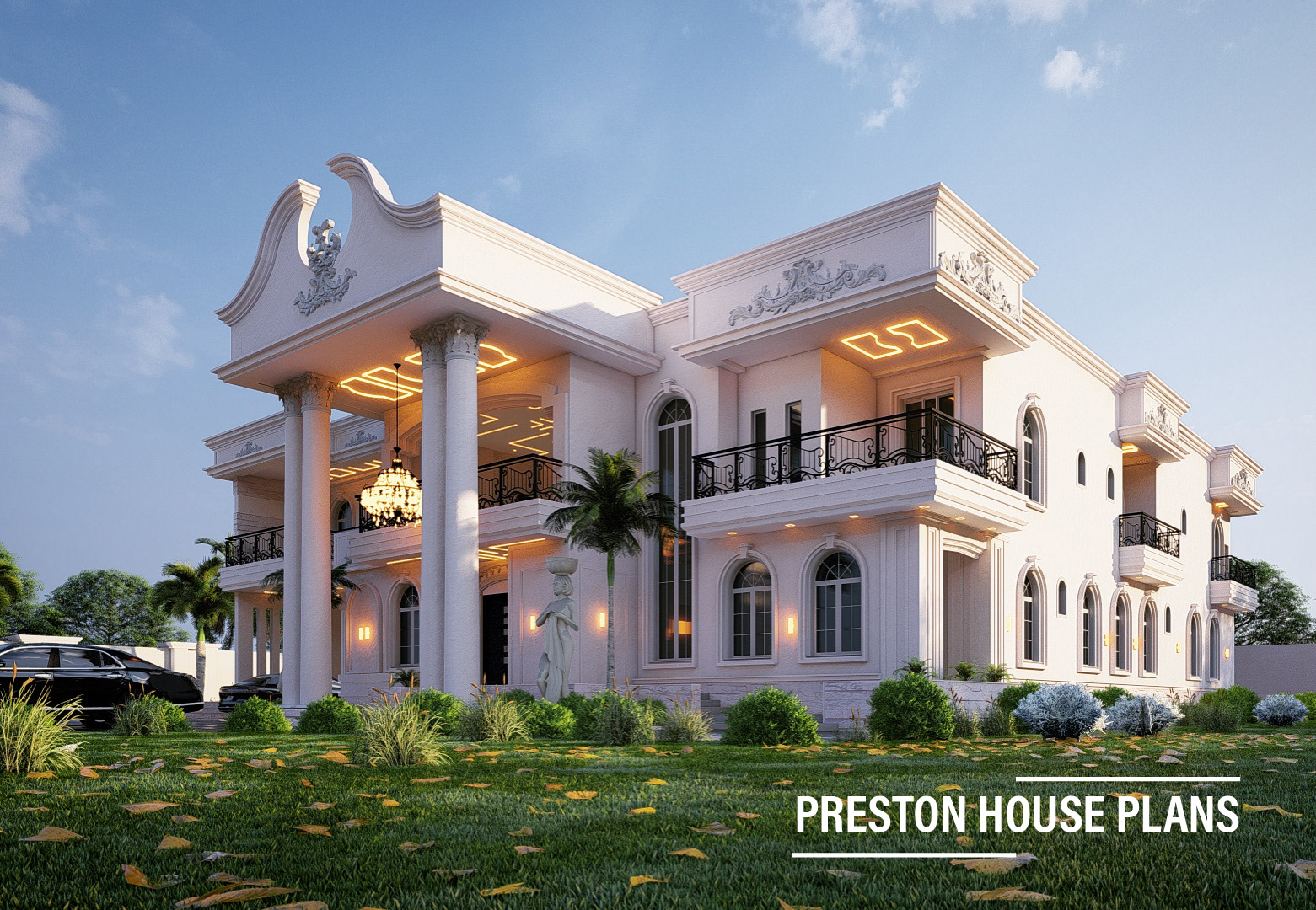 Classic Villa Mansion Design - Preston House Plans